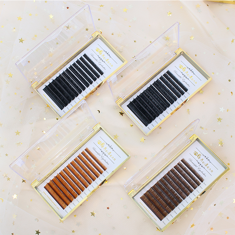 lash factory wholesale individual eyelash extension fast fanning  tray colored volume lashes kit with private label  AW